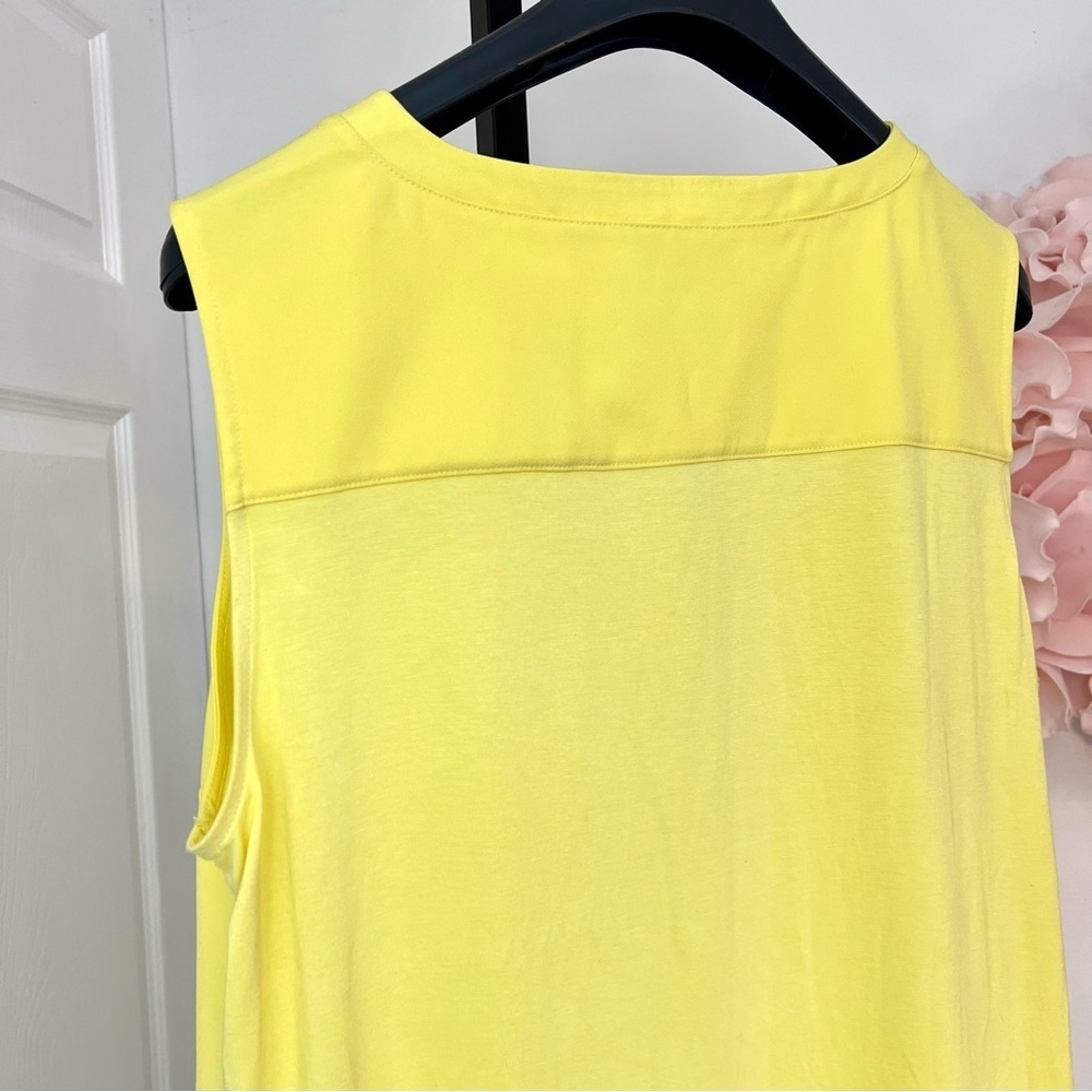 New York and Company Yellow Stretch Shirt Dress - Relaxed Fit - Size Large - Picture 3 of 11